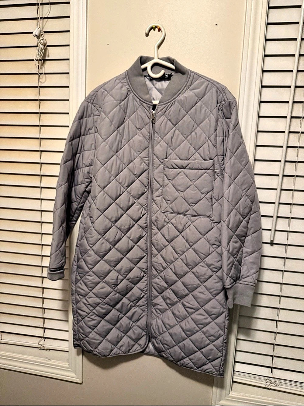 Quilted Gray Longline Jacket Like New